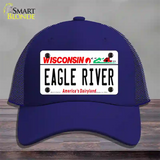 Eagle River Wisconsin Novelty License Plate Hat Mesh / Royal Blue