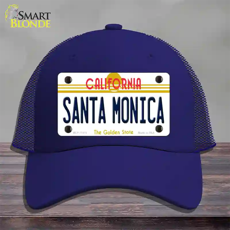 Santa Monica California Novelty License Plate Hat Mesh / Royal Blue