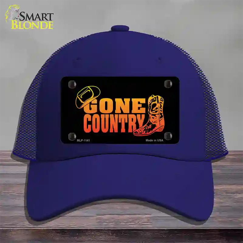 Gone Country Novelty License Plate Hat Mesh / Royal Blue