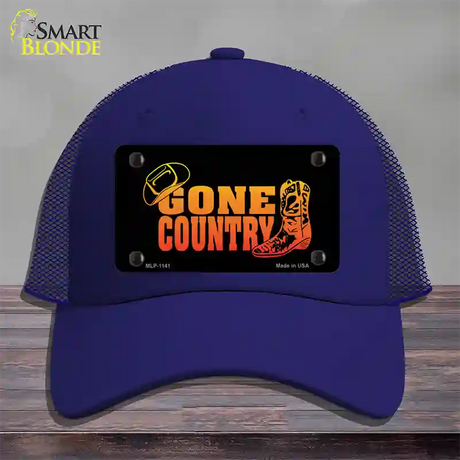 Gone Country Novelty License Plate Hat Mesh / Royal Blue