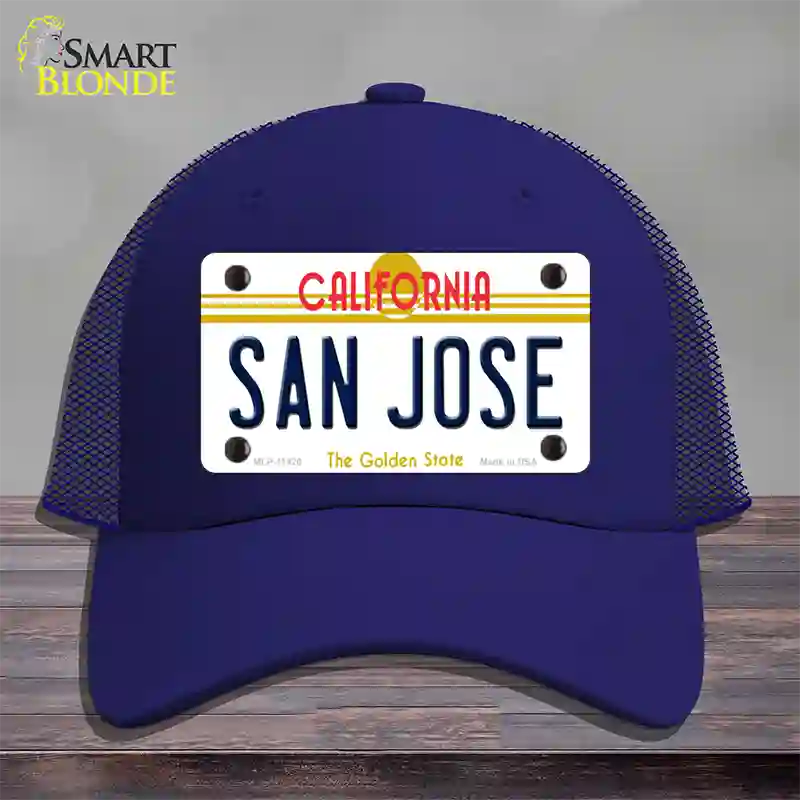 San Jose California Novelty License Plate Hat Mesh / Royal Blue