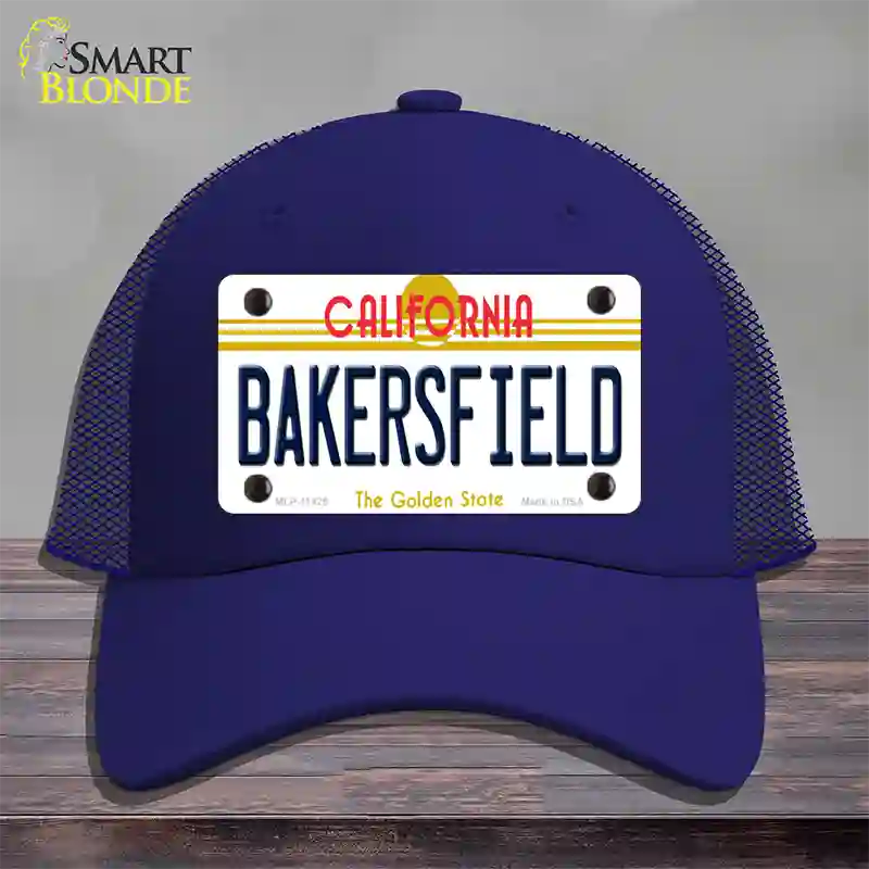 Bakersfield California Novelty License Plate Hat Mesh / Royal Blue