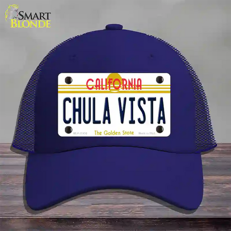 Chula Vista California Novelty License Plate Hat Mesh / Royal Blue