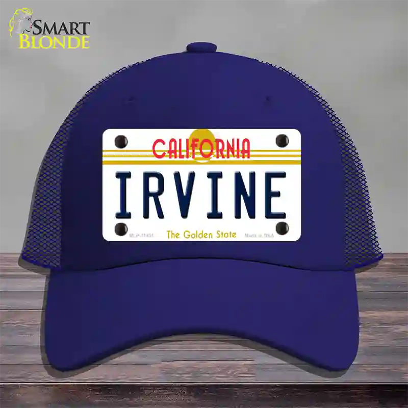 Irvine California Novelty License Plate Hat Mesh / Royal Blue