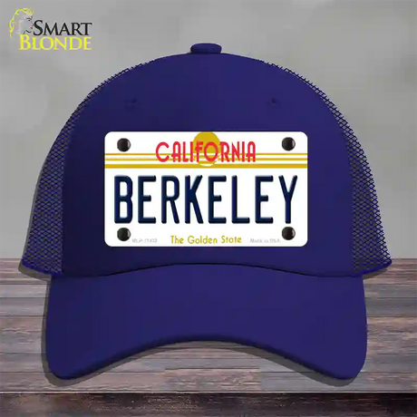 Berkeley California Novelty License Plate Hat Mesh / Royal Blue