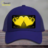 Hearts Over Roses In Yellow Novelty License Plate Hat Mesh / Royal Blue