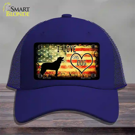 I Love My Dog Novelty License Plate Hat Mesh / Royal Blue