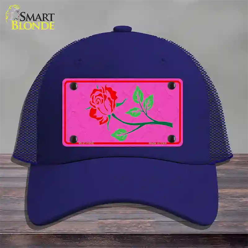 Illustrated Rose On Pink Chaise Lounge Novelty License Plate Hat Mesh / Royal Blue