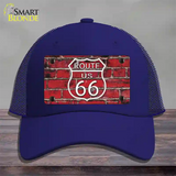 Route 66 Red Brick Wall Novelty License Plate Hat Mesh / Royal Blue