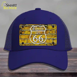 Route 66 Yellow Brick Wall Novelty License Plate Hat Mesh / Royal Blue