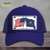 Pennsylvania Crossed US Flag Novelty License Plate Hat Mesh / Royal Blue