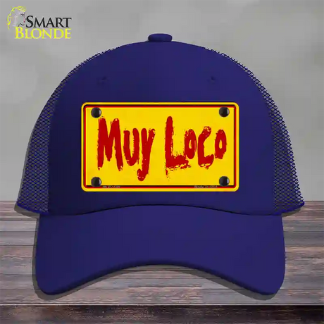 Muy Loco Novelty License Plate Hat Mesh / Royal Blue