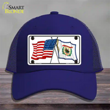 West Virginia Crossed US Flag Novelty License Plate Hat Mesh / Royal Blue