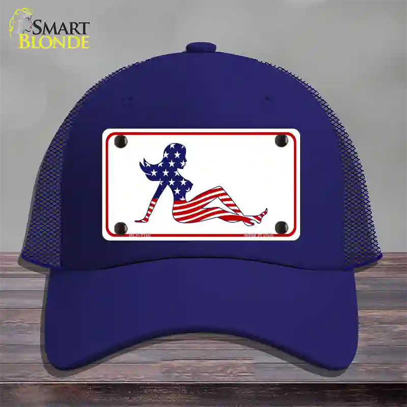 American Mud Flap Girl Novelty License Plate Hat Mesh / Royal Blue