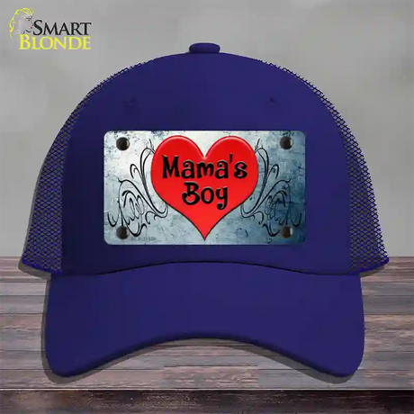 Mamas Boy Novelty License Plate Hat Mesh / Royal Blue