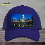 Connecticut Capital Building State Novelty License Plate Hat Mesh / Royal Blue