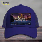 Iowa Bridge City Lights State Novelty License Plate Hat Mesh / Royal Blue