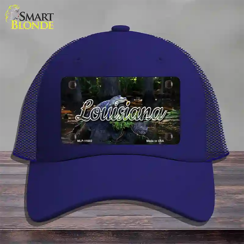 Louisiana Alligator Swamp State Novelty License Plate Hat Mesh / Royal Blue