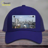 Maryland River Skyline State Novelty License Plate Hat Mesh / Royal Blue