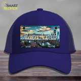 Massachusetts Sunset Skyline State Novelty License Plate Hat Mesh / Royal Blue