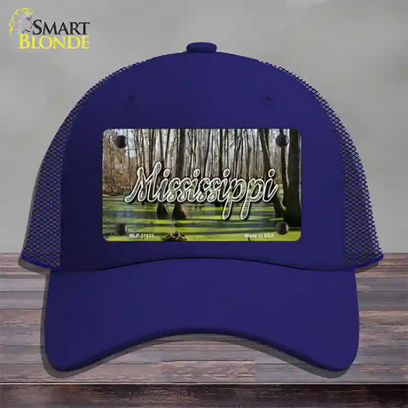 Mississippi Swamp State Novelty License Plate Hat Mesh / Royal Blue