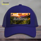 Montana Forest Sunset State Novelty License Plate Hat Mesh / Royal Blue