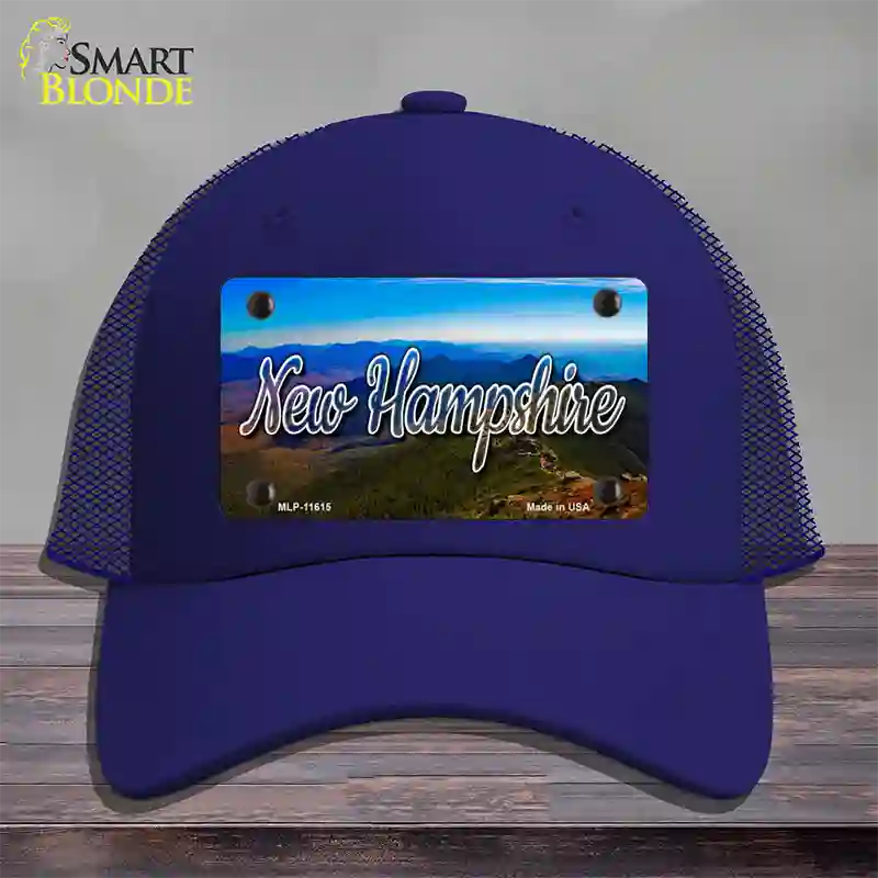 New Hampshire Mountain Range State Novelty License Plate Hat Mesh / Royal Blue