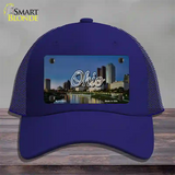 Ohio River City Skyline State Novelty License Plate Hat Mesh / Royal Blue