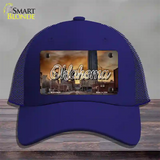 Oklahoma Sunset Skyline State Novelty License Plate Hat Mesh / Royal Blue