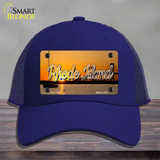 Rhode Island River Sunset State Novelty License Plate Hat Mesh / Royal Blue