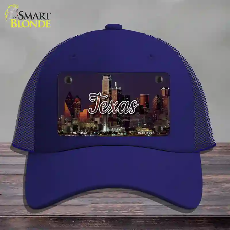 Texas City Lights Novelty License Plate Hat Mesh / Royal Blue