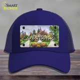 Vermont State Building State Novelty License Plate Hat Mesh / Royal Blue