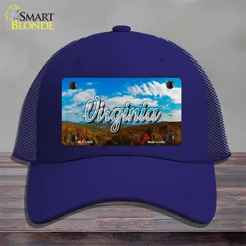 Virginia Mountain Range State Novelty License Plate Hat Mesh / Royal Blue