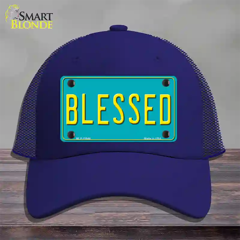 Blessed Novelty License Plate Hat Mesh / Royal Blue