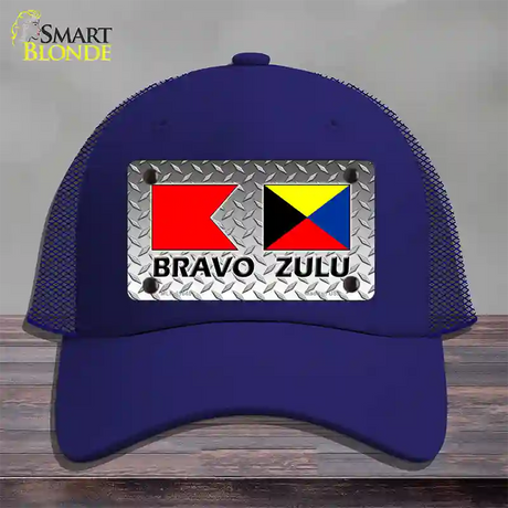 Bravo Zulu Novelty License Plate Hat Mesh / Royal Blue