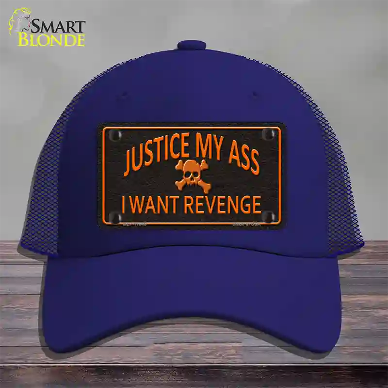 Justice My Ass Novelty License Plate Hat Mesh / Royal Blue