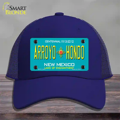 Arroyo Hondo Teal New Mexico Novelty License Plate Hat Mesh / Royal Blue