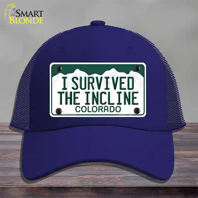 I Survived The Incline Colorado Novelty License Plate Hat Mesh / Royal Blue