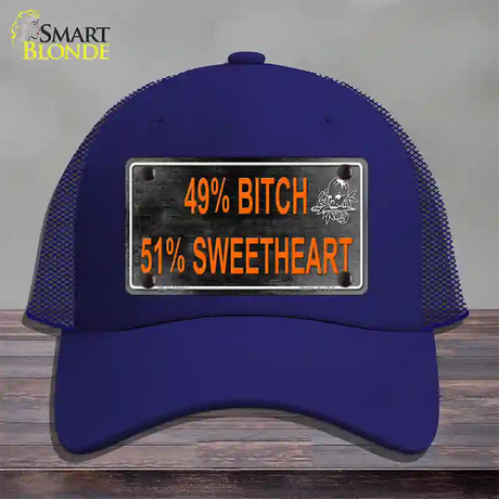 49 Percent Bitch 51 Percent Sweet Novelty License Plate Hat Mesh / Royal Blue