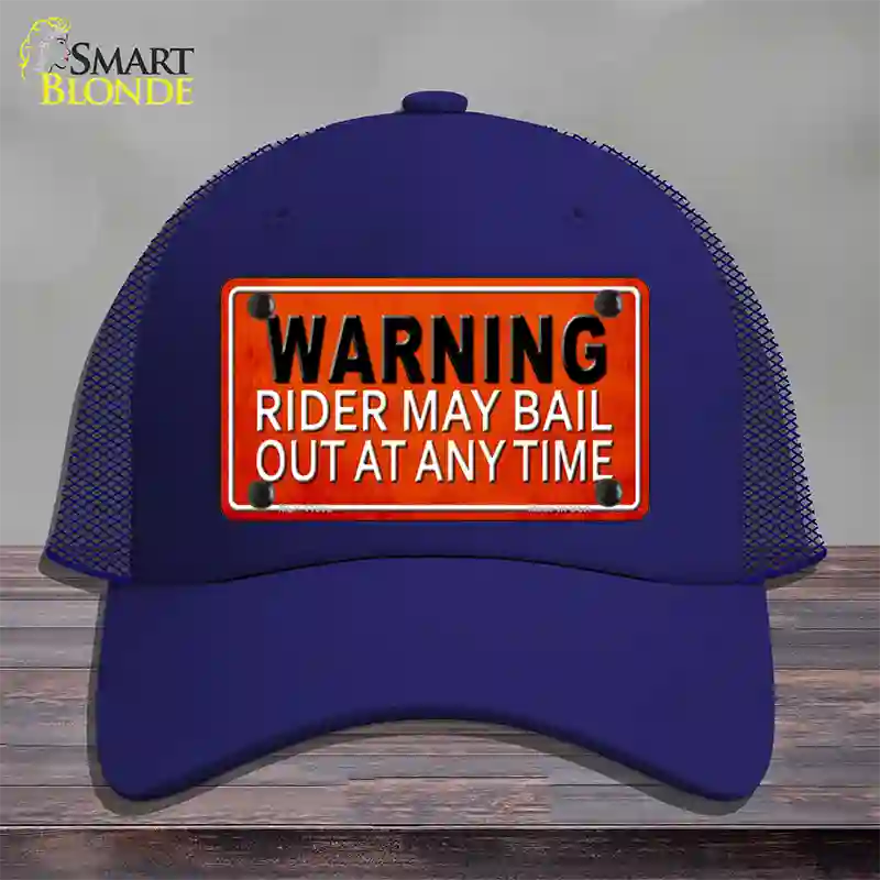 Rider May Bail Novelty License Plate Hat Mesh / Royal Blue