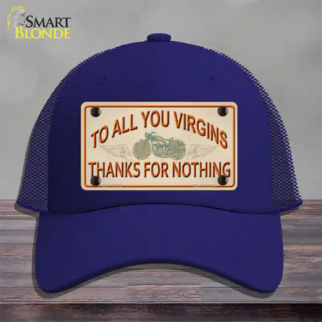 To All You Virgins Novelty License Plate Hat Mesh / Royal Blue