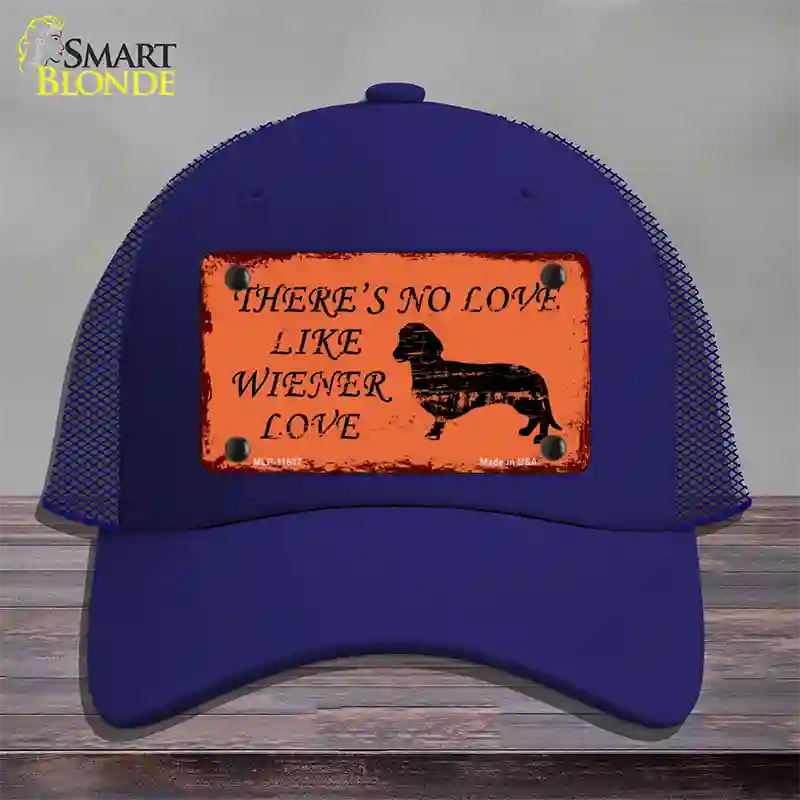 Wiener Love Novelty License Plate Hat Mesh / Royal Blue