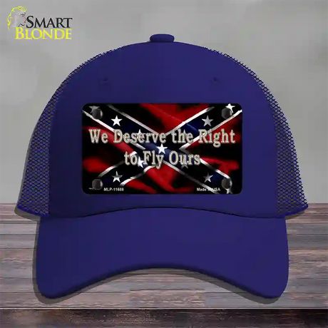 We Deserve The Right Novelty License Plate Hat Mesh / Royal Blue