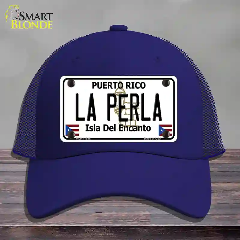 La Perla Puerto Rico Novelty License Plate Hat Mesh / Royal Blue