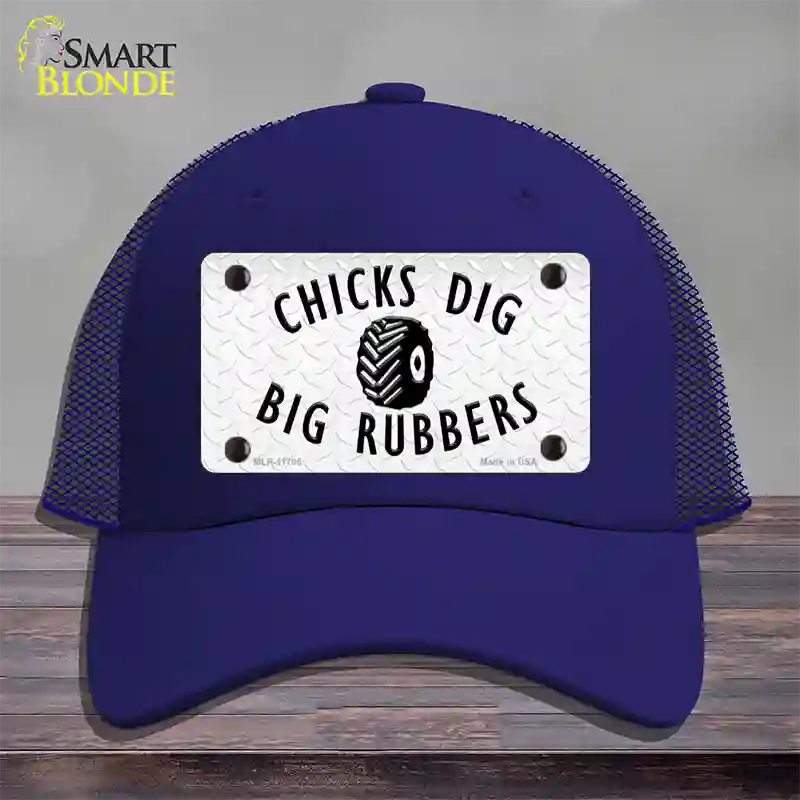 Chicks Dig Big Rubbers Novelty License Plate Hat Mesh / Royal Blue