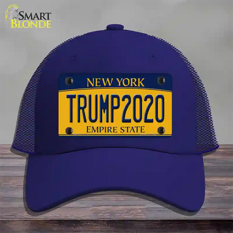 Trump 2020 New York Novelty License Plate Hat Mesh / Royal Blue