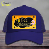 Bee Blessed Honey Hive Novelty License Plate Hat Mesh / Royal Blue