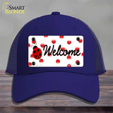 Welcome Ladybug Novelty License Plate Hat Mesh / Royal Blue