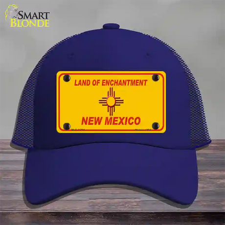 New Mexico Blank Yellow State Novelty License Plate Hat Mesh / Royal Blue