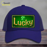 Lucky Irish Novelty License Plate Hat Mesh / Royal Blue